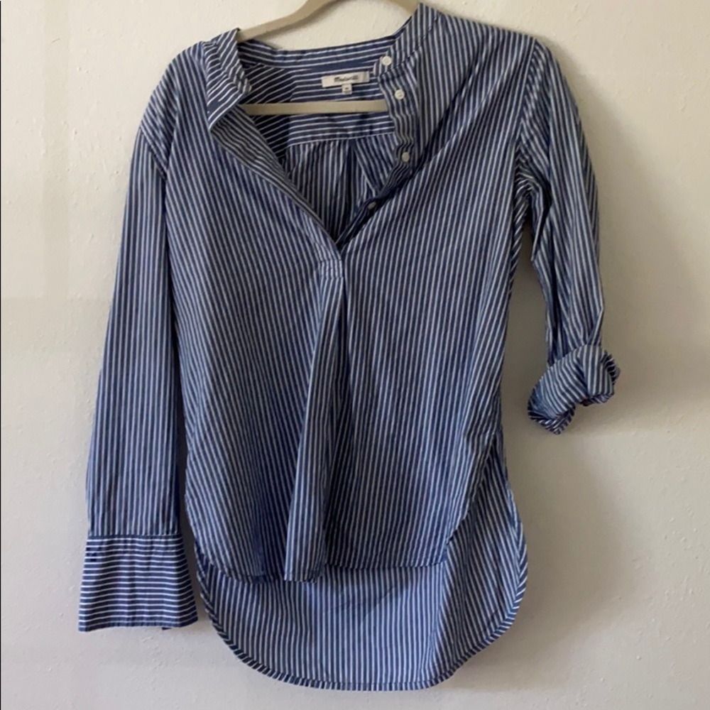 Blue and white striped Madewell Tunic